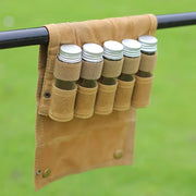 Outdoor Camping Spice Bottle Storage Bag with Wax Waterproof Spice Bottle BBQ Set without Bottle Combination Canvas Bag