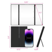 Portable Lighted Makeup Mirror 3 Way Trifold with Lights, LED Mini Travel Folding Vanity Mirror with Stand, Gifts for Woman