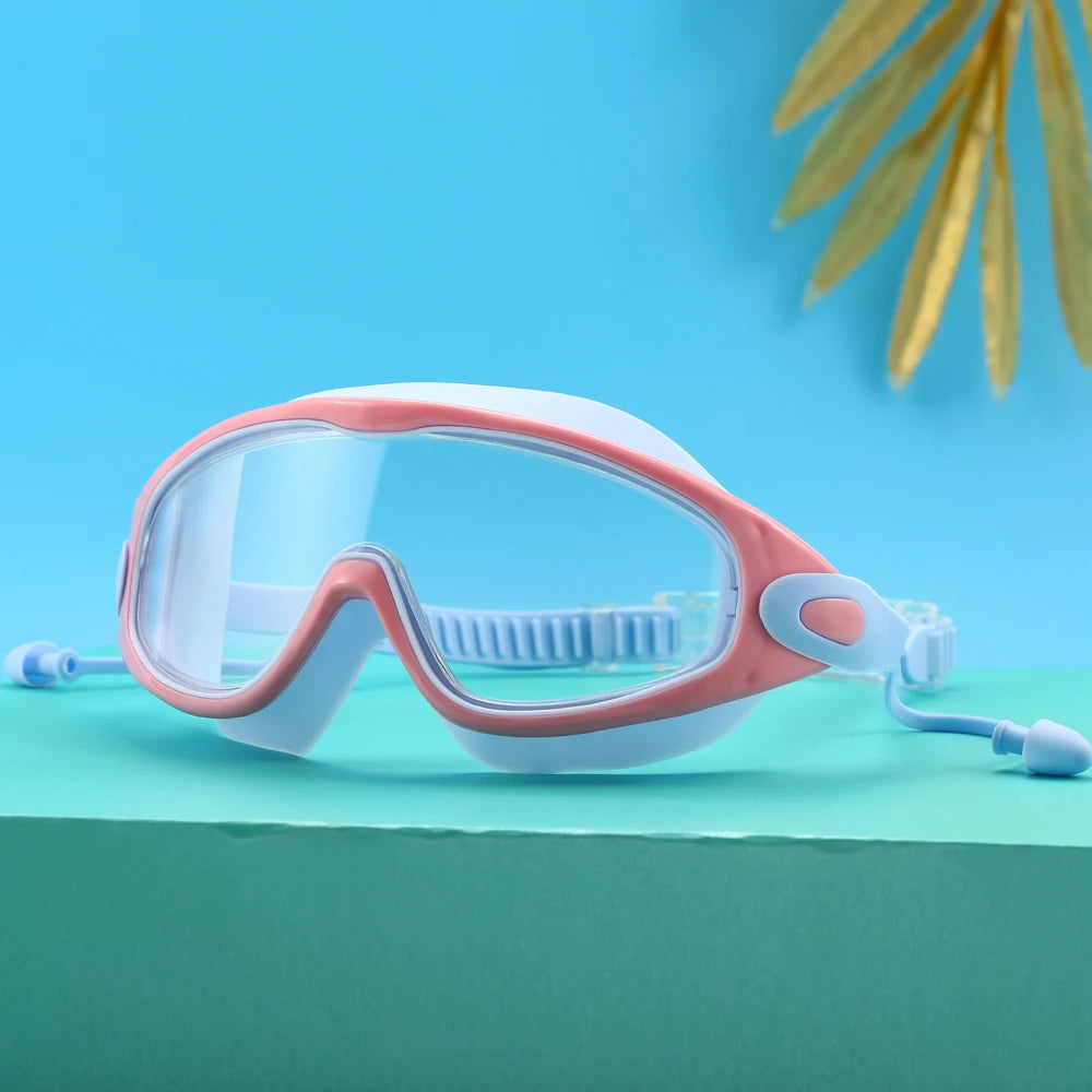 Adult Swimming Goggles Large Frame with Earplugs Swimming Goggles for Men and Women Professional High-Definition Anti-Fog Goggles