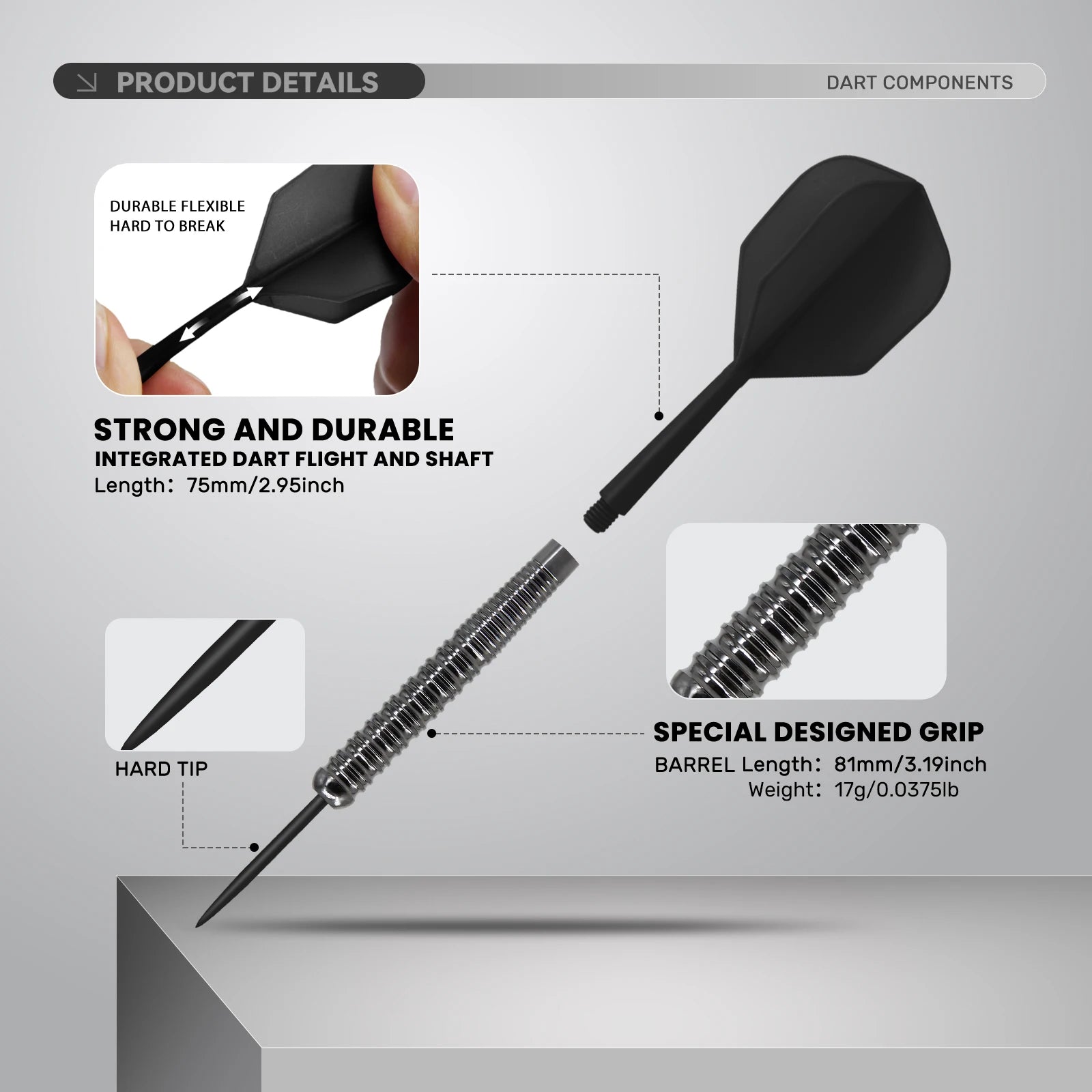 Huanqu Professional Dart Set, Six Needle Darts, Includes Spare Aluminum Shaft Dart Flights and O-Rings, Complete Accessories, Durable Standard Darts, Indoor and Outdoor Competition Training Game Supplies, Universal Dart Set,