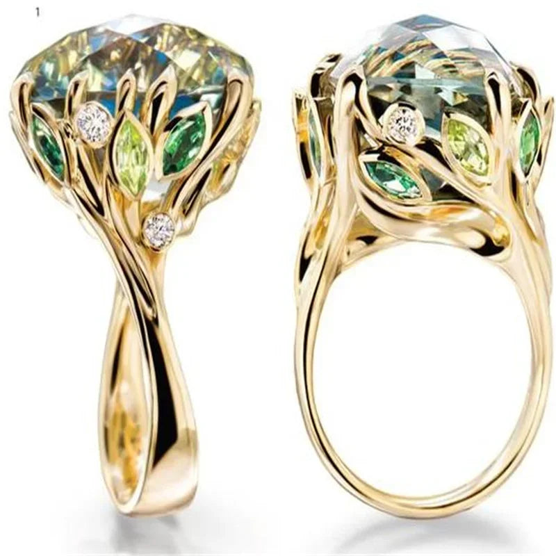 Fashion Square Shape Champagne Big Crystal Designer Hyperbole  Ring for Women Engagement Wedding Stone Rings Whole Sale