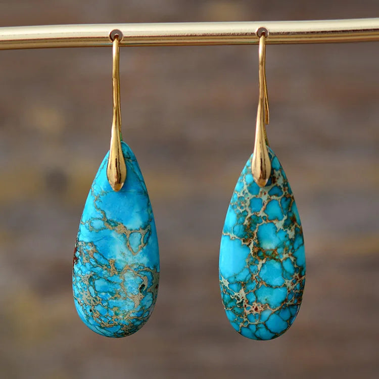 Bohemian Emperor Stone Geometric Pendant Earring Popular Natural Stone Jewelry Earrings for Women Luxury Boho Original earring