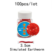 100pcs/Bottle Realistic Tackle Soft Lure Bass Bream Bloodworm Fishing Lure Earthworm Worm Rubber Red Worms Baits Fishy Smell
