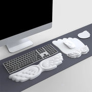 Keyboard Mouse Wrist Rest Angel Wing Memory Foam Mouse Pad Set Wrist Support Ergonomic Non-Slip For Office PC Laptop Easy Typing