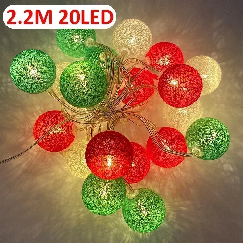 20LED Ball String Lights Lantern Rattan Battery or USB Control Wedding Christmas Decor Lighting Home Party Garden Ornament Lamps