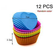 12Pcs Silicone Cup Cake Mold Reusable Cupcake Mould Muffin Pastry Chocolate Pudding Candy Jelly Mold Baking Cookie DIY Tool
