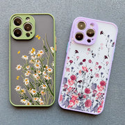 Hand Painted Phone Case For iPhone 17 16 15 X XS XR Flower Shockproof Case For iPhone 16 Plus 13 12 11 14 15 16 Pro MAX Cover