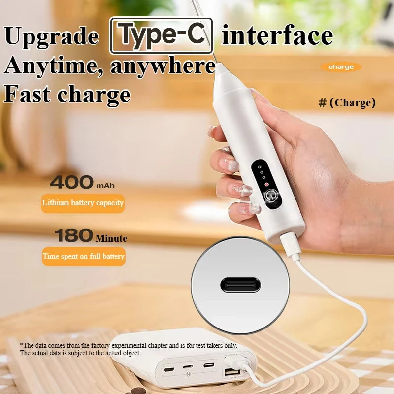 Rechargeable 3-Speed Electric Handheld Food Mixer Kitchen Egg Beater Milk Frother 1 Jam Machine Beverage Coffee Maker