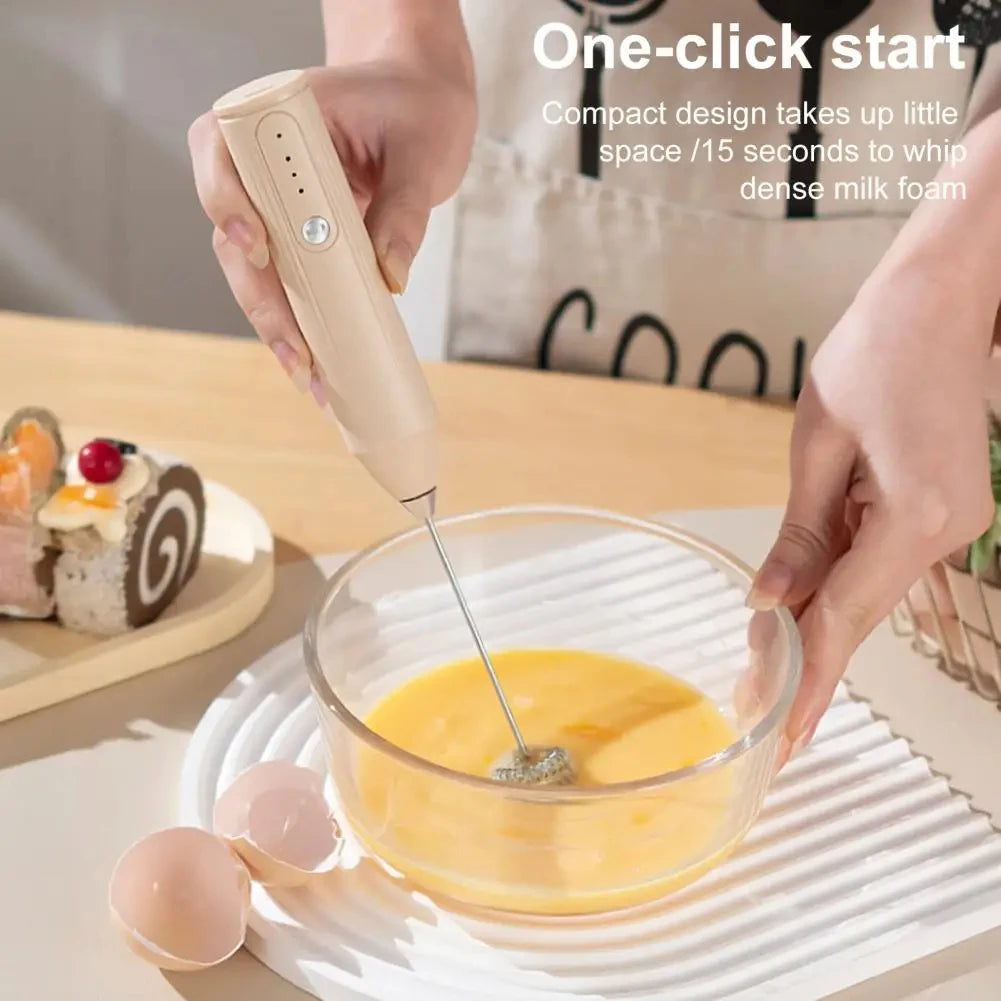 Rechargeable 3-Speed Electric Handheld Food Mixer Kitchen Egg Beater Milk Frother 1 Jam Machine Beverage Coffee Maker