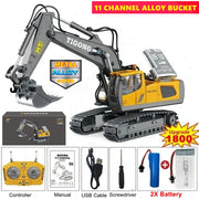 4WD Remote Control Excavator 4x4 Alloy Dump Truck Bulldozer Radio Model RC Car Construction Vehicle with Lights Sound Toy Gift