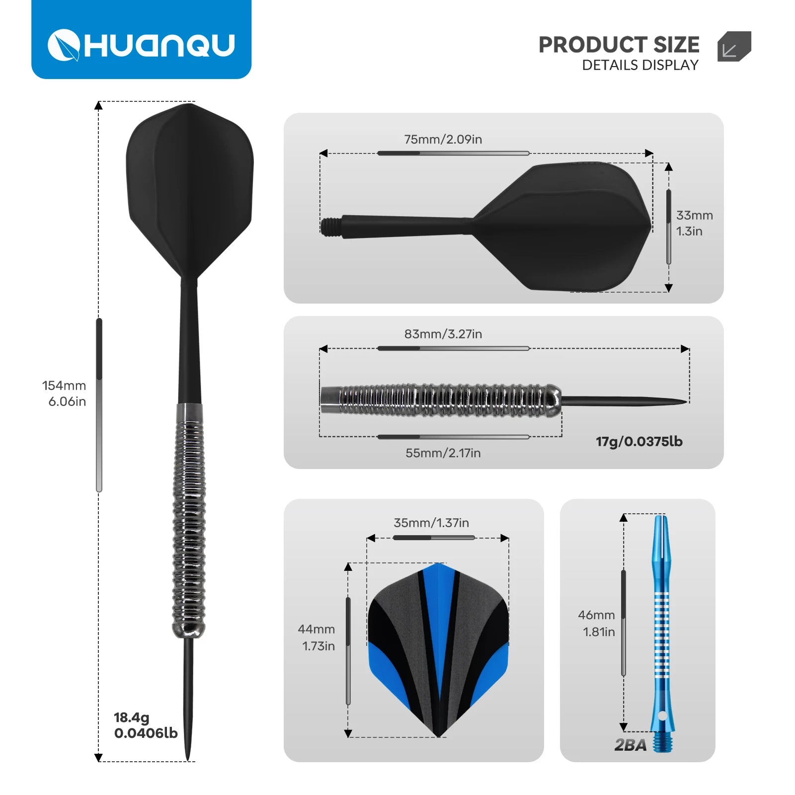 Huanqu Professional Dart Set, Six Needle Darts, Includes Spare Aluminum Shaft Dart Flights and O-Rings, Complete Accessories, Durable Standard Darts, Indoor and Outdoor Competition Training Game Supplies, Universal Dart Set,