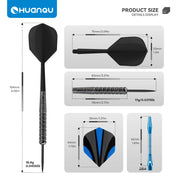 Huanqu Professional Dart Set, Six Needle Darts, Includes Spare Aluminum Shaft Dart Flights and O-Rings, Complete Accessories, Durable Standard Darts, Indoor and Outdoor Competition Training Game Supplies, Universal Dart Set,