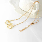 Hollow Pet Paw Footprint Necklaces Cute Animal Dog Cat Love Heart Pendant  For Women Girls Jewelry