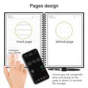 A6 size Smart Reusable Erasable Notebook Microwave Wave Cloud Erase Notepad Note Pad Lined With Pen save paper