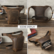 CONTACT'S Genuine Leather Motorcycle Waist Leg Bag Men Hip Bum Pack Leg Side Bag Vintage Outdoor Rider Bag Tactical Travel Bags
