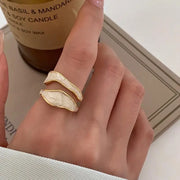 Retro Gold Color Double Oil Drip Open Rings for Women Luxury Irregular Adjustable Finger Ring 2025 New Trendy Wedding Jewelry
