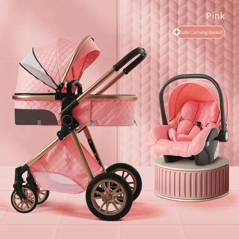 Multi-functional Baby Stroller 3 in1,Portable Baby Carriage,Fold Pram,High Landscape Stroller,Newborn stroller With Car-Seat