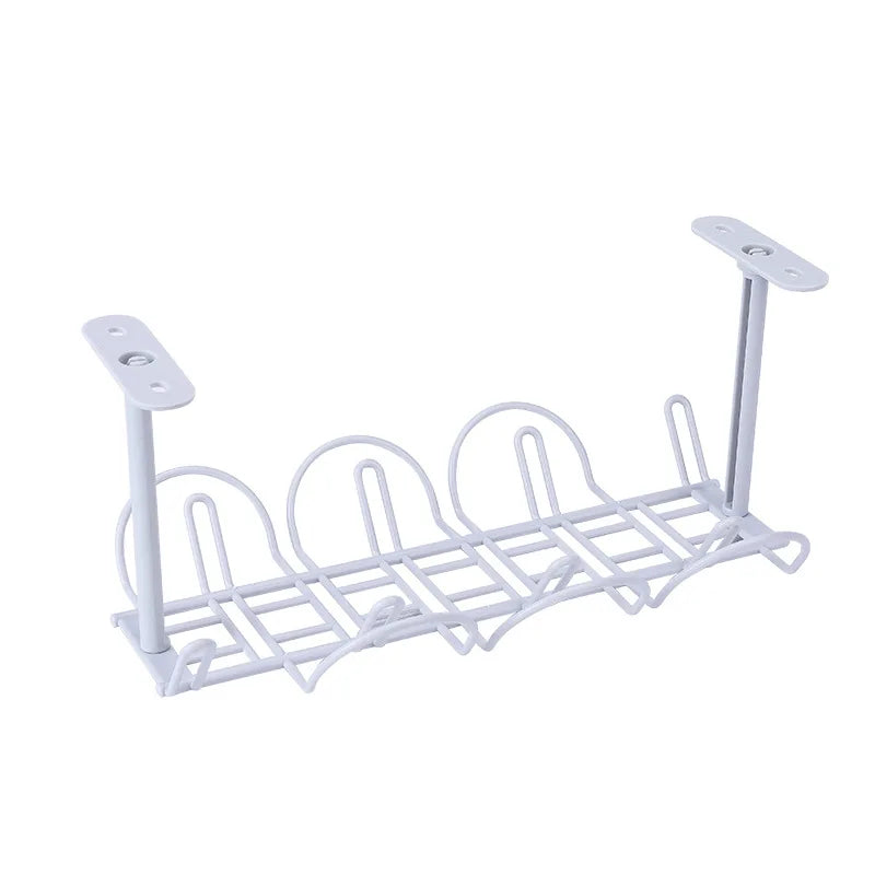 Plastic Storage Rack Cable Organizer Desk Set Rack Shelf Table Bottom Socket Holder Hanging Rack Office Stationery Holder