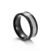 8mm Fashion Stainless Steel Men Jewelry Tungsten Carbide Ring Inlay Meteorite Wedding Bands for Women Jewelry Gifts
