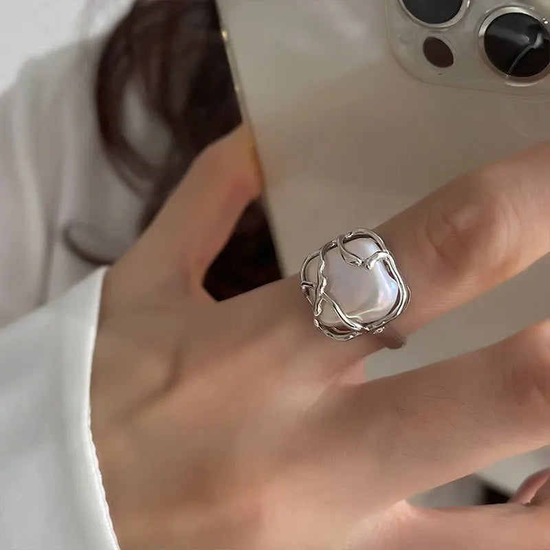 Retro Gold Color Double Oil Drip Open Rings for Women Luxury Irregular Adjustable Finger Ring 2025 New Trendy Wedding Jewelry