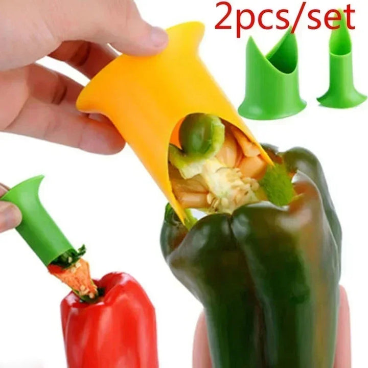 2 Pcs/set Creative Pepper Corer Seeded Remover Device Coring Device Fruit Cutter Kitchen Household Random Color