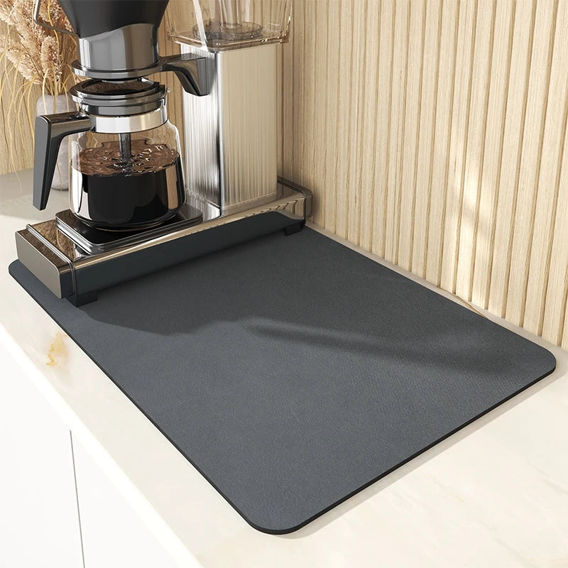 Printed Dish Drying Mat Super Absorbent Coffee Drain Pad Tableware Draining Pad Quick Dry Rug Kitchen Dinnerware Placemat