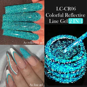 LILYCUTE 5ml Reflective Glitter Liner Gel Nail Polish Superflash Colorful Sparkling Graffiti Painting Stripe Pull Line Nail Gel