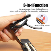 Miwayer Multifunctional Guitar Capo – Built-in Pick Storage & String Pin Remover, Spring Loaded, Silicone Pad, for Guitar/Bass