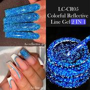 LILYCUTE 5ml Reflective Glitter Liner Gel Nail Polish Superflash Colorful Sparkling Graffiti Painting Stripe Pull Line Nail Gel