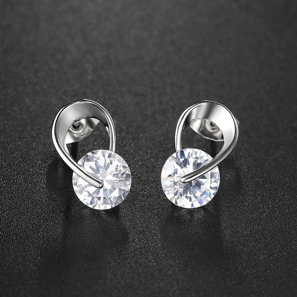 ZHOUYANG Stud Earring For Women Simple Style Cubic Zirconia Rose Gold Color Silver Color Party Daily Fashion Jeweley KAE070