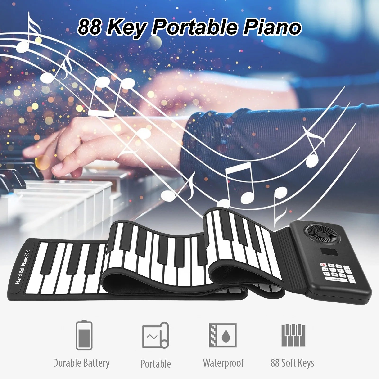 88 Key Portable Piano Handroll Electronic Piano Environmental Silicone Foldable Piano Home Practice Professional Electronic Pian