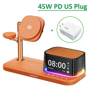25W Magnetic Wireless Charger Stand Bluetooth Speaker Fast Charging For iPhone Samsung S26 S25/Z Fold 7 Galaxy Watch Ultra 8 7