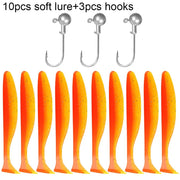 10PCS Soft Lure 5.5cm 7cm 10cm T Tail Worm 3PCS Jigging Head Hook 3g 5g 10g Metal Jig Carp Fishing Pesca Swimbait Gear Kit Bait