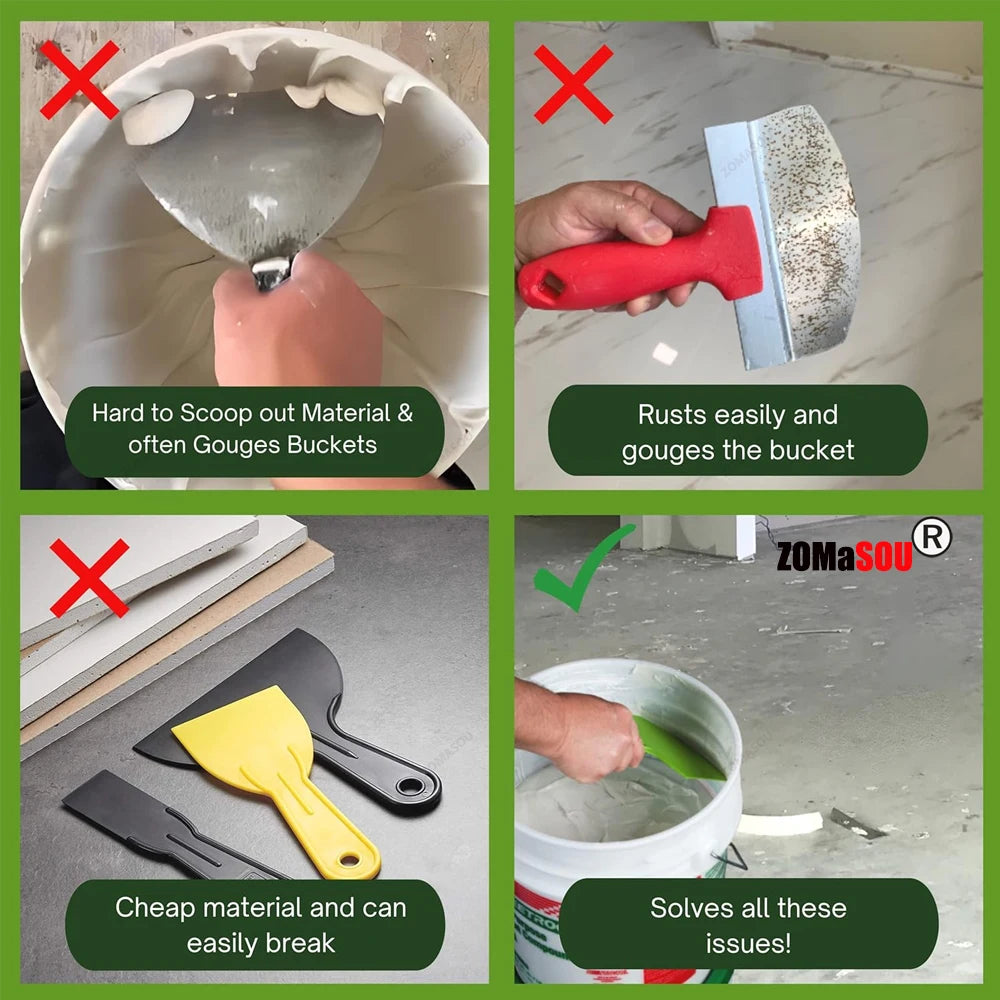 1/2Pcs Curved Bucket Scoop Scraper Spackle Paint Putty Knife Drywall Finishing Plaster Scraping Decals Patch Construction Tools