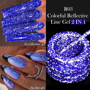 LILYCUTE 5ml Reflective Glitter Liner Gel Nail Polish Superflash Colorful Sparkling Graffiti Painting Stripe Pull Line Nail Gel