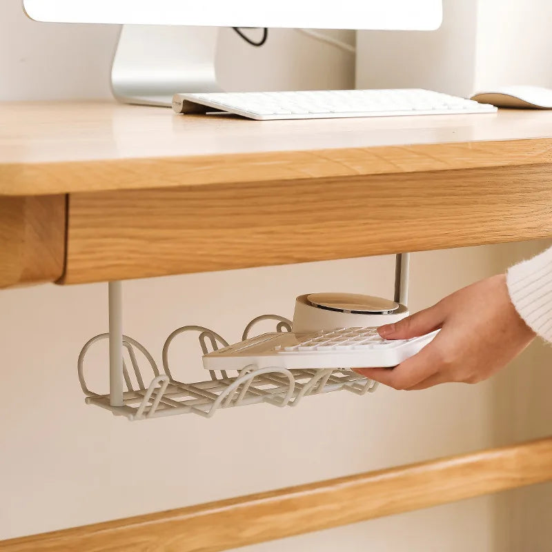 Plastic Storage Rack Cable Organizer Desk Set Rack Shelf Table Bottom Socket Holder Hanging Rack Office Stationery Holder