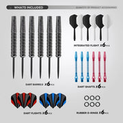 Huanqu Professional Dart Set, Six Needle Darts, Includes Spare Aluminum Shaft Dart Flights and O-Rings, Complete Accessories, Durable Standard Darts, Indoor and Outdoor Competition Training Game Supplies, Universal Dart Set,