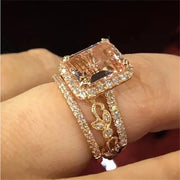 Fashion Square Shape Champagne Big Crystal Designer Hyperbole  Ring for Women Engagement Wedding Stone Rings Whole Sale