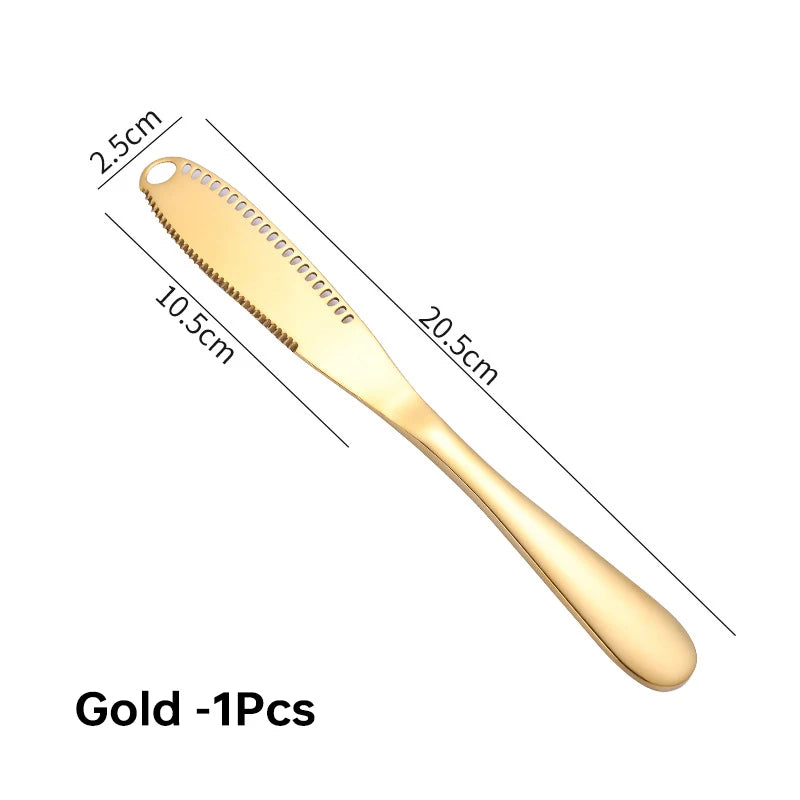 2024 New 3 in 1 Stainless Steel Butter Knife Cheese Dessert Jam Spreaders Cream Scraper Bread Splitter Butter Spreader