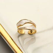Retro Gold Color Double Oil Drip Open Rings for Women Luxury Irregular Adjustable Finger Ring 2025 New Trendy Wedding Jewelry