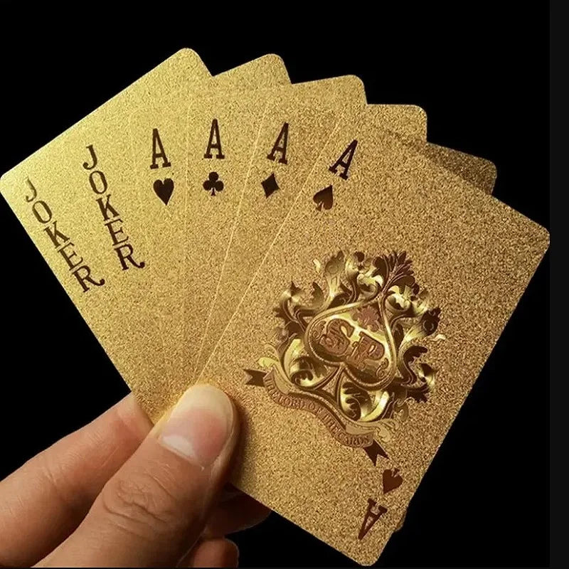 24K Gold Playing Cards Plastic Poker  Game Deck Foil Pokers Pack Magic Waterproof Card Gift Collection Game