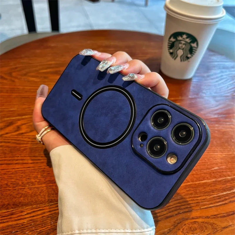 Luxury Wireless Charging Magnetic Cortex Case For iPhone 16 15 14 13 12 11 Pro Max Plus X Xs XR Magsafe Bumper Shockproof Cover