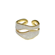 Retro Gold Color Double Oil Drip Open Rings for Women Luxury Irregular Adjustable Finger Ring 2025 New Trendy Wedding Jewelry