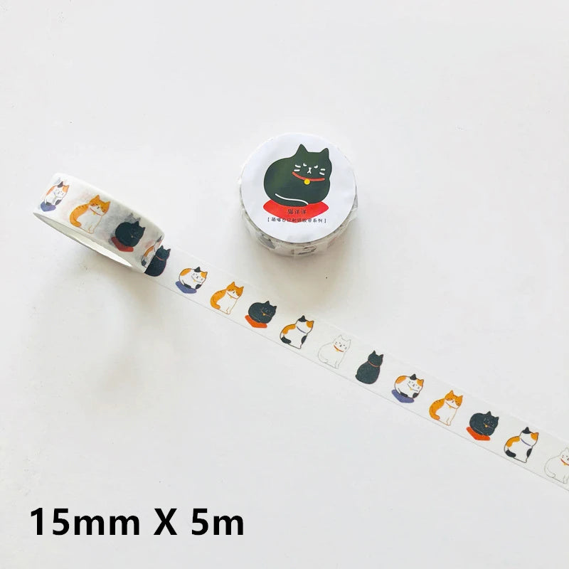 1 Roll Cute Kawaii Adorable Cat Adhesive Paper Washi Tape Masking Tape DIY Scrapbooking Stick Label