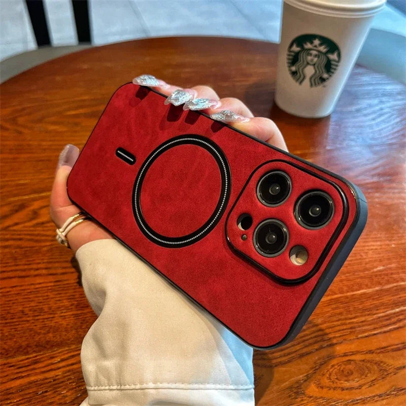 Luxury Wireless Charging Magnetic Cortex Case For iPhone 16 15 14 13 12 11 Pro Max Plus X Xs XR Magsafe Bumper Shockproof Cover