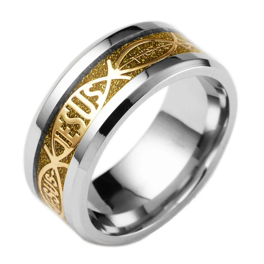 8mm Fashion Stainless Steel Men Jewelry Tungsten Carbide Ring Inlay Meteorite Wedding Bands for Women Jewelry Gifts