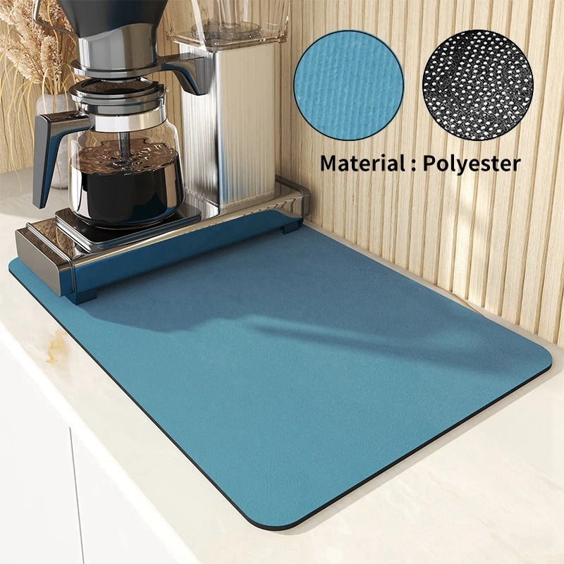 Printed Dish Drying Mat Super Absorbent Coffee Drain Pad Tableware Draining Pad Quick Dry Rug Kitchen Dinnerware Placemat