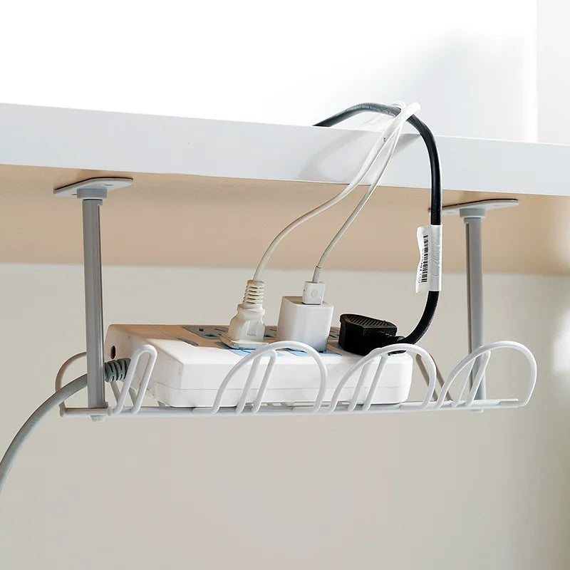 Plastic Storage Rack Cable Organizer Desk Set Rack Shelf Table Bottom Socket Holder Hanging Rack Office Stationery Holder