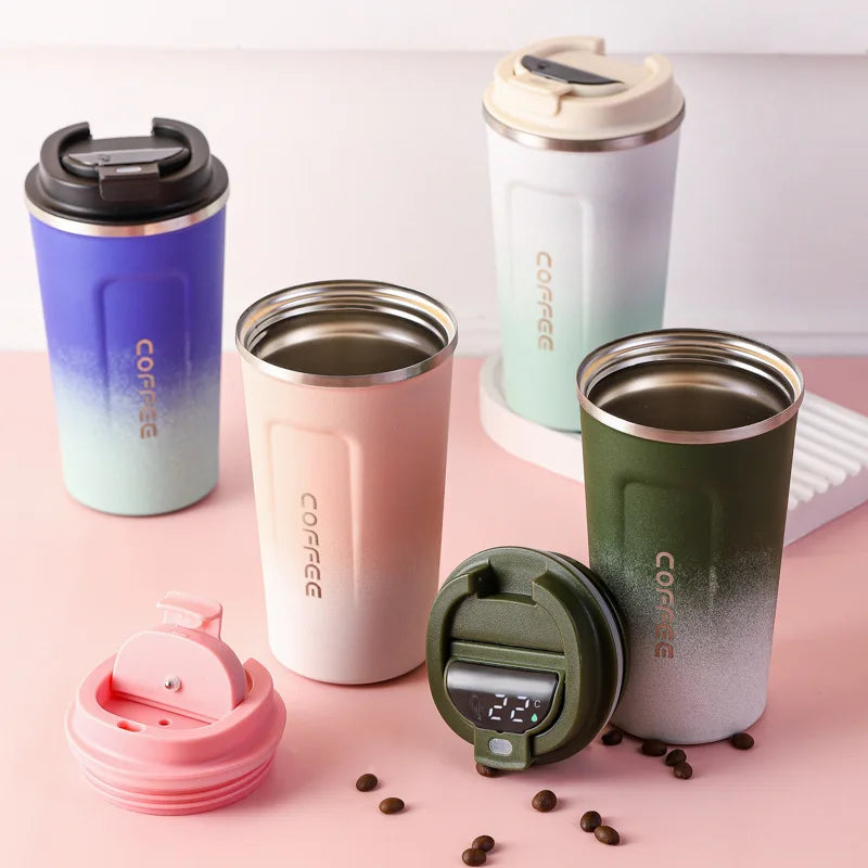 Stainless Steel Tumbler Coffee Mug Smart Travel Thermos Cup Temperature Display Insulated Car Water Cup Portable Vacuum Flasks