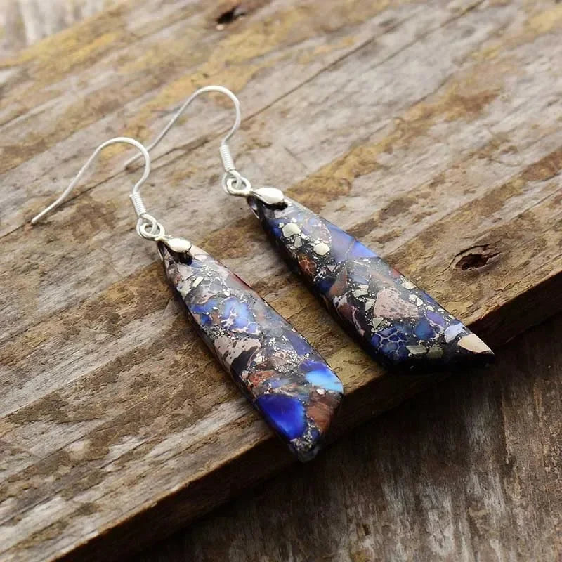 Bohemian Emperor Stone Geometric Pendant Earring Popular Natural Stone Jewelry Earrings for Women Luxury Boho Original earring